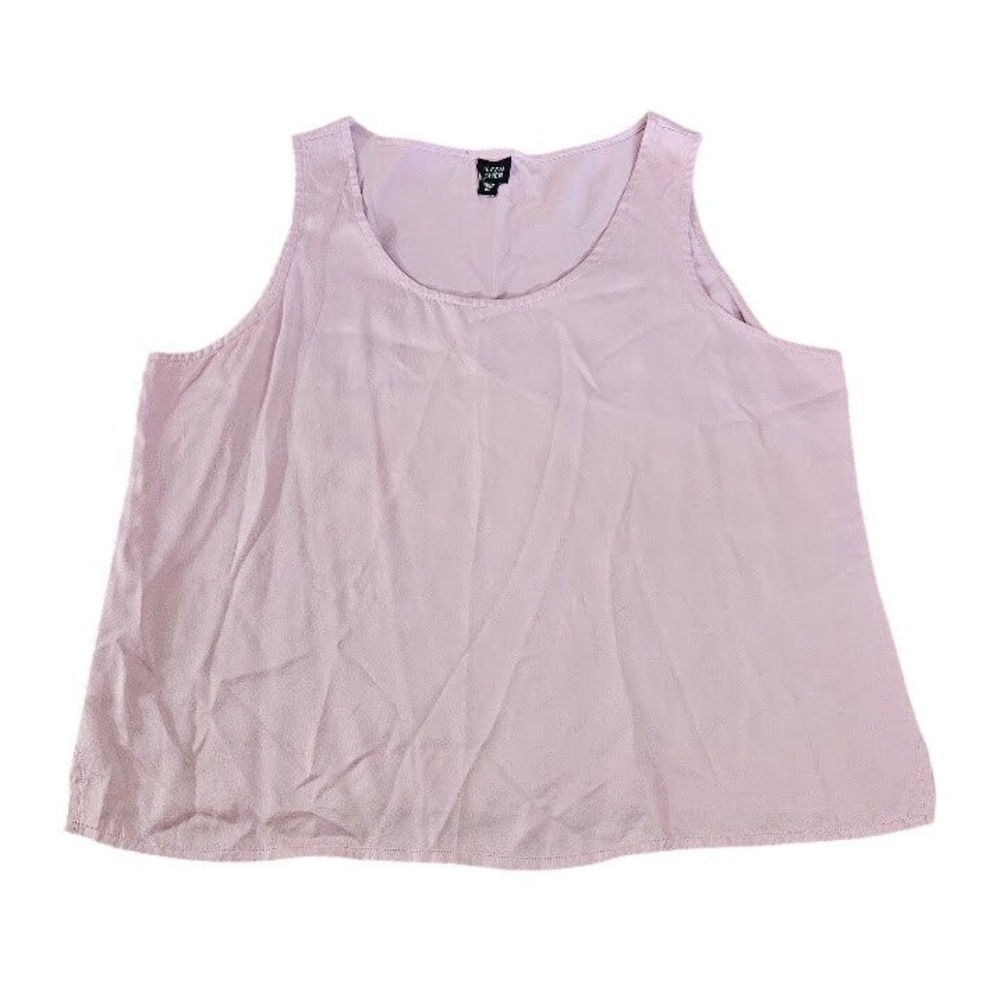 Eileen Fisher Silk Tank Top XL Pink Lilac Sleeveless Scoop Neck Shirt